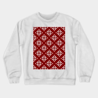 Large Dark Christmas Candy Apple Red with White Poinsettia Flowers Crewneck Sweatshirt